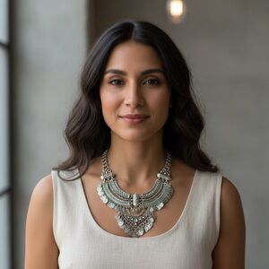 ✨ Boho Silver Statement Necklace | Vintage-Inspired Layered Bib Necklace ✨